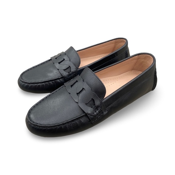 Cole Haan Women's Evelyn Chain Drivers Black Leather Loafers Size 6 - Picture 10 of 10